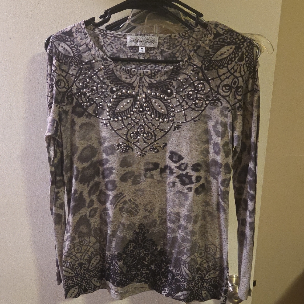 Elegant Patterned Long Sleeve Top